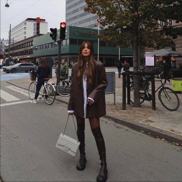 FAUX LEATHER MENSWEAR STYLE BLAZER - Picture 11 of 14